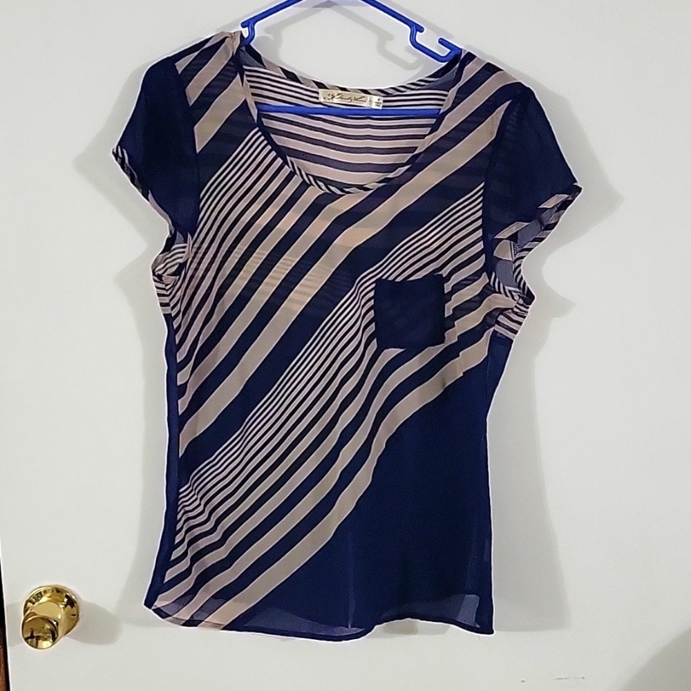 Blue and tan top